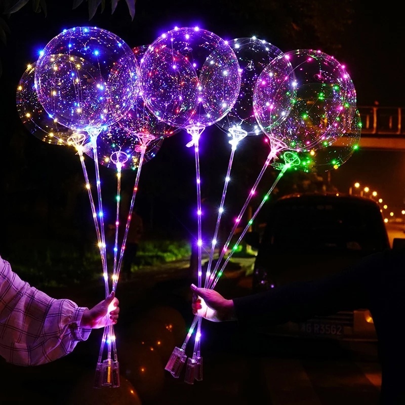 Balon Bobo Helium Transparan Ukuran 18 Inci Dengan Lampu Led