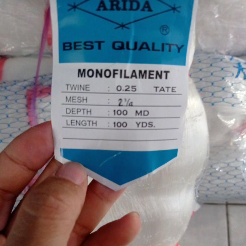 Jaring Ikan Arida 0.25 2¼ inchi 100md/100yds tate Pukat Jaring Ikan Pukat Arida Jaring Ikan Murah Jaring Ikan Senar Nelayan