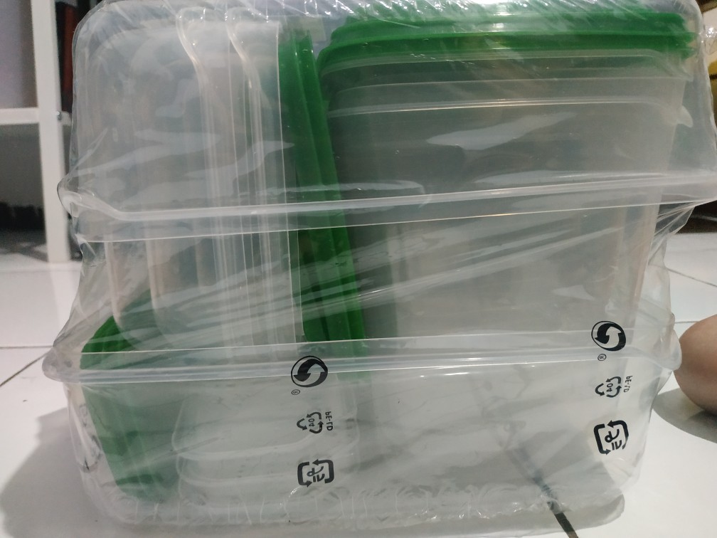 Tempat Kontainer Makanan/ Wadah Set Simpan Makanan Isi 17pc, Hijau Pr958