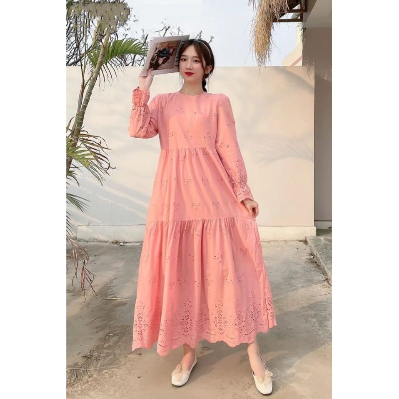 MAXI DRESS BROKAT KOREA PREMIUM IMPORT