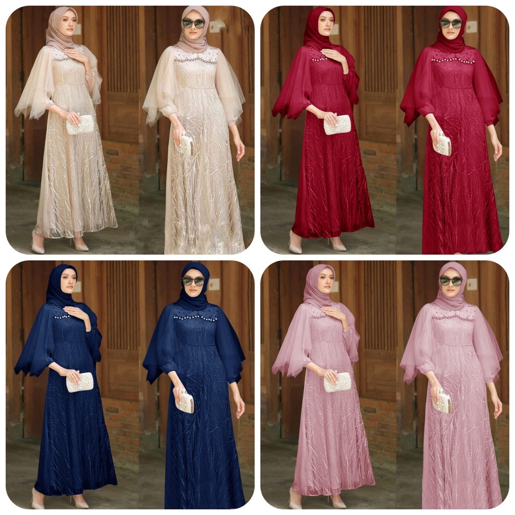 MAXI ALEA GAMIS MOSCREPE GAMIS WANITA DRESS MUSLIM MAXI DRESS SERAGAM UNDANGAN PERNIKAHAN BRIDESMAID