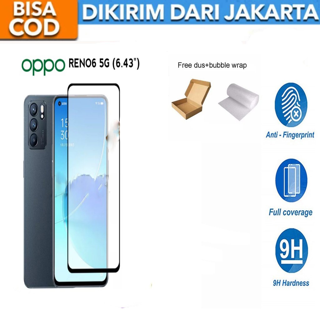 Tempered Glass Oppo Reno 6 5G Full Cover/Full Screen Screen Protector Anti Gores