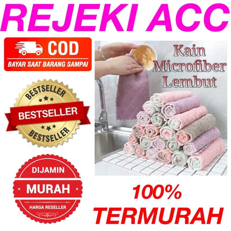 Kain Lap Anti minyak Micro Fiber Bersih dapur meja Piring Serap air Microfiber