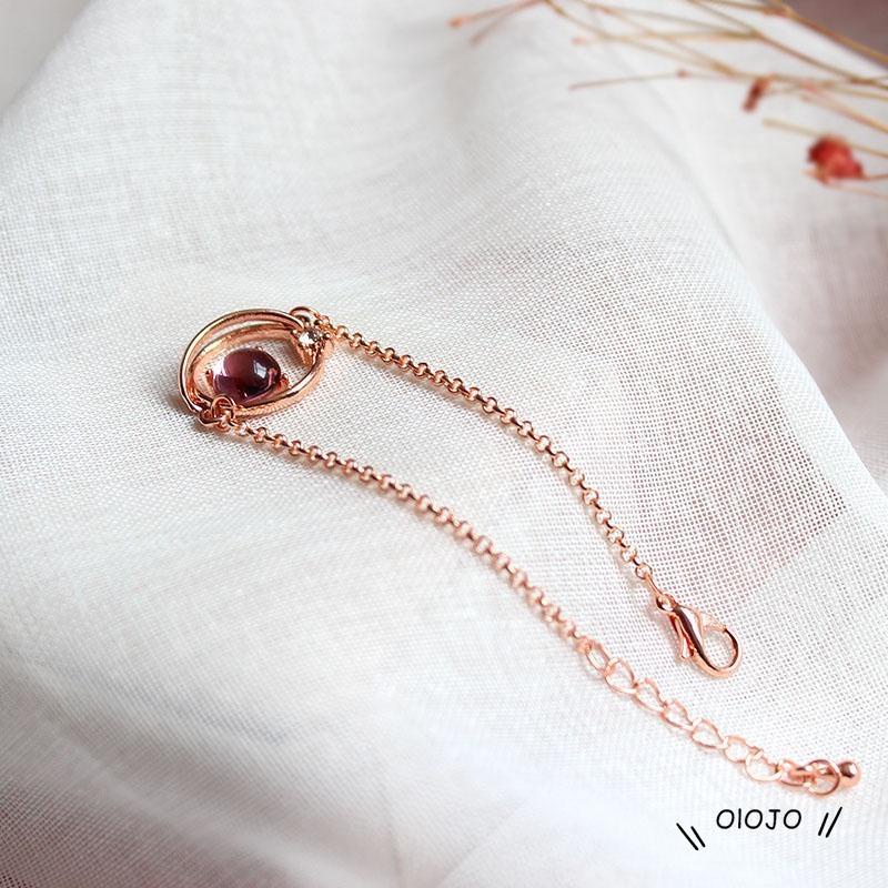 Gelang Desain Starry Sky Universe Star Key Pink Cat Eye Gaya Korea Untuk Mahasiswa