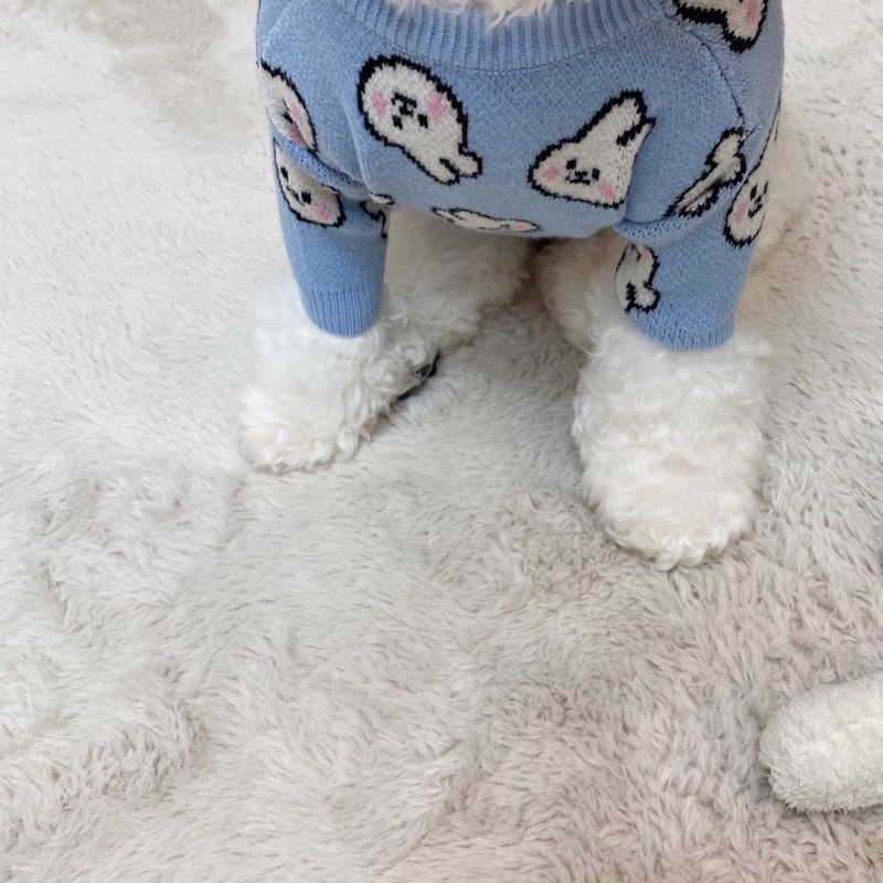 Blue Bunny Knit Baju Rajut Sweater Anjing Kucing Lucu