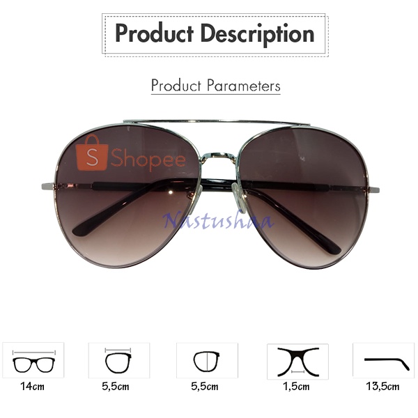 Kacamata Aviator Unisex Pria Wanita Warna Cokelat dan Hitam Terbaru Kaca Mata Fashion Hitam Anti UV400 Sunglasses