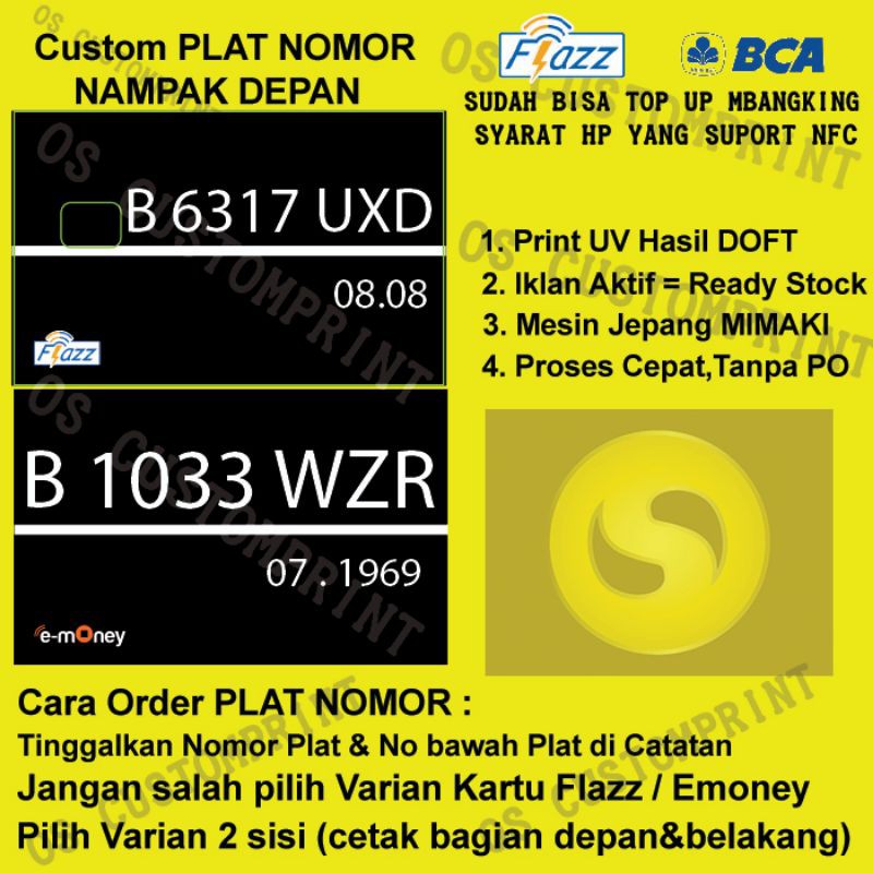 CUSTOM FLAZZ BCA GENERASI 2 NFC - PLAT NOMOR