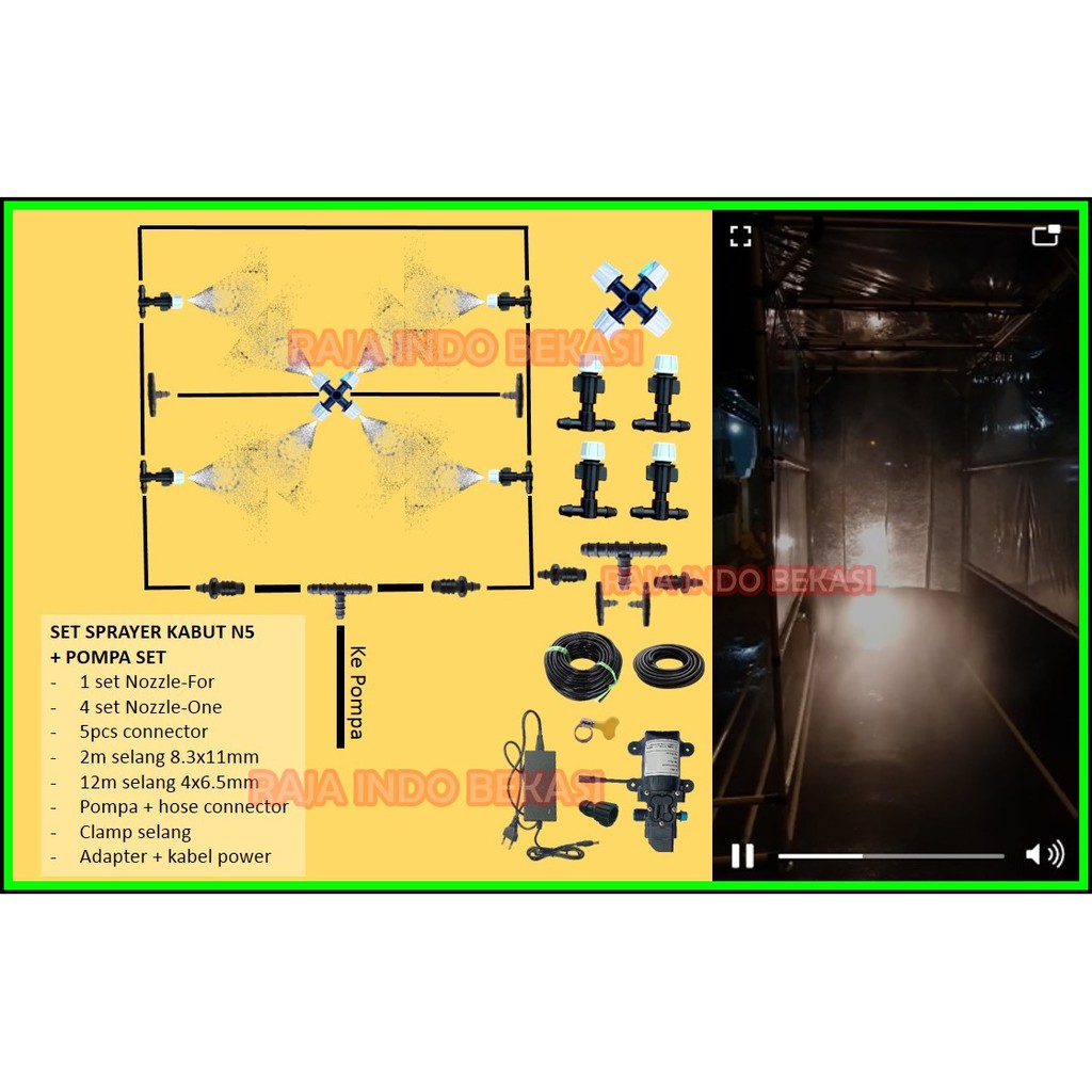 N5 - Paket Nozzle Kabut Sprayer Pengkabutan Fogger Bilik Disinfectant Disinfektan