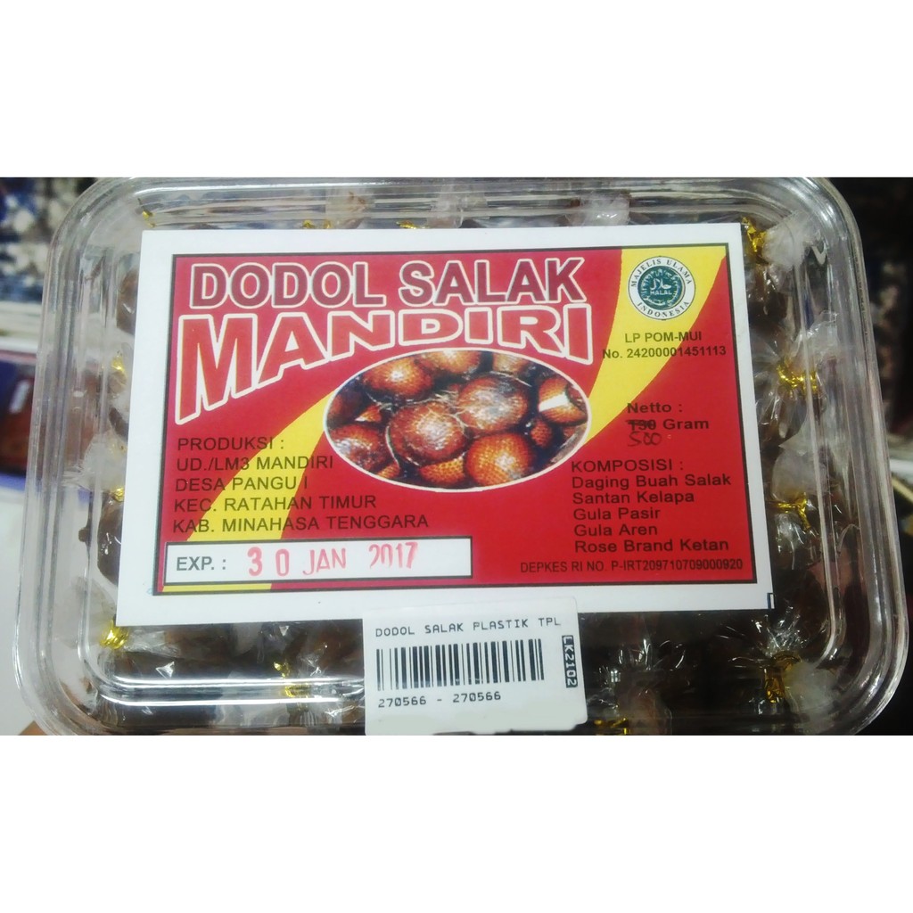 

Mandiri Dodol Salak Kotak Mika 500 gr - Ole-Ole / Jajanan / Cemilan / Kue Khas Manado Minahasa