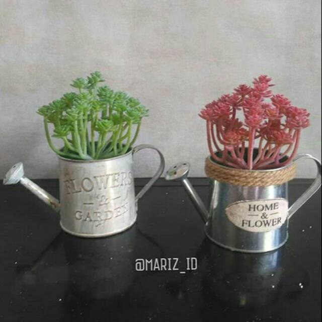 Pot Bunga sukulen artifisial cantik shabby chic