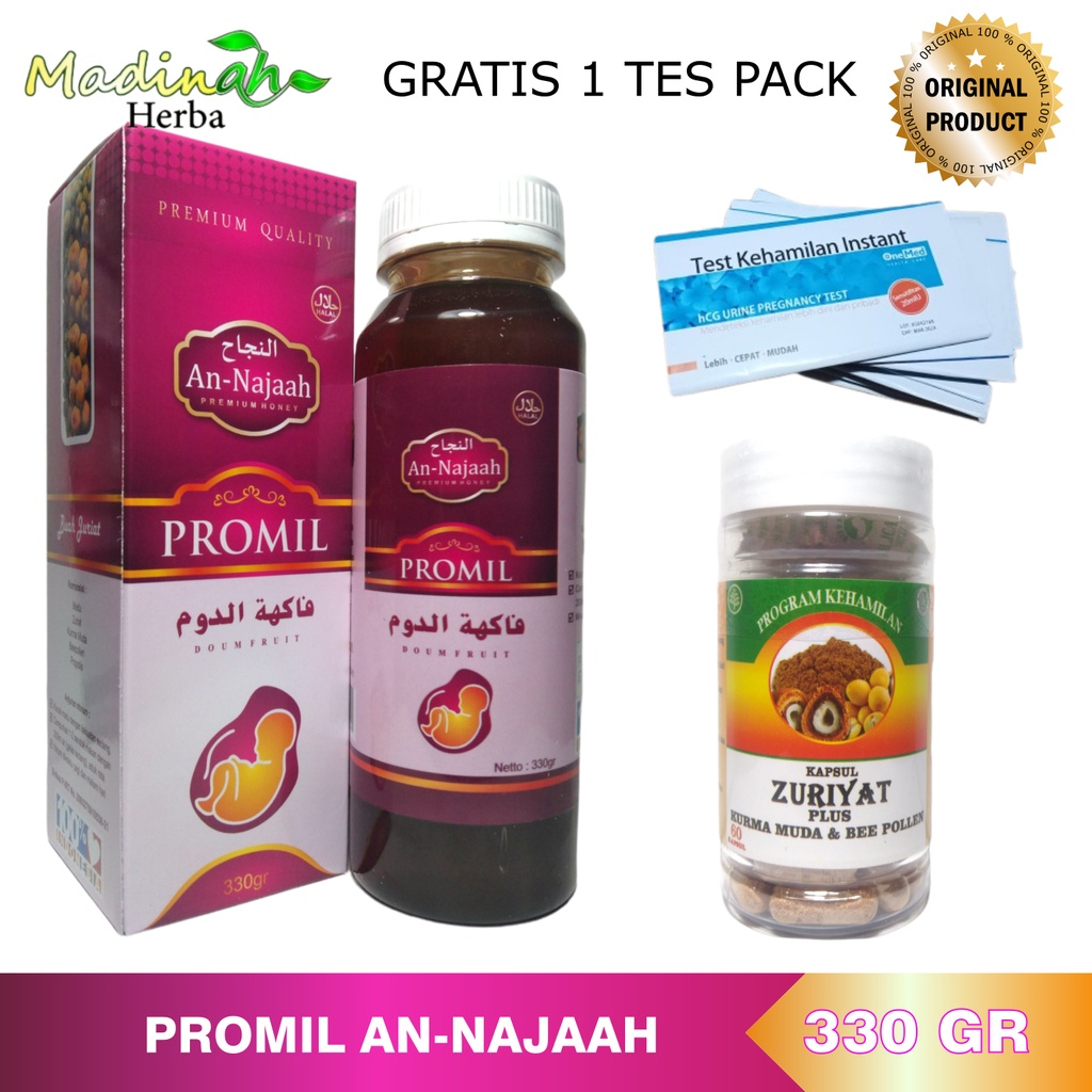 Madu Zuriyat Madu PROMIL Plus Kurma Muda gratis 1 tes pack Kemasan Baru Madu PRENAMIL An-Najaah