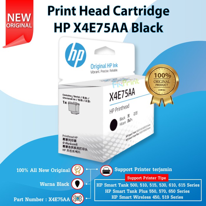 Print Head Cartridge HP Smart Tank 500 510 515 610 615 X4E75AA Black