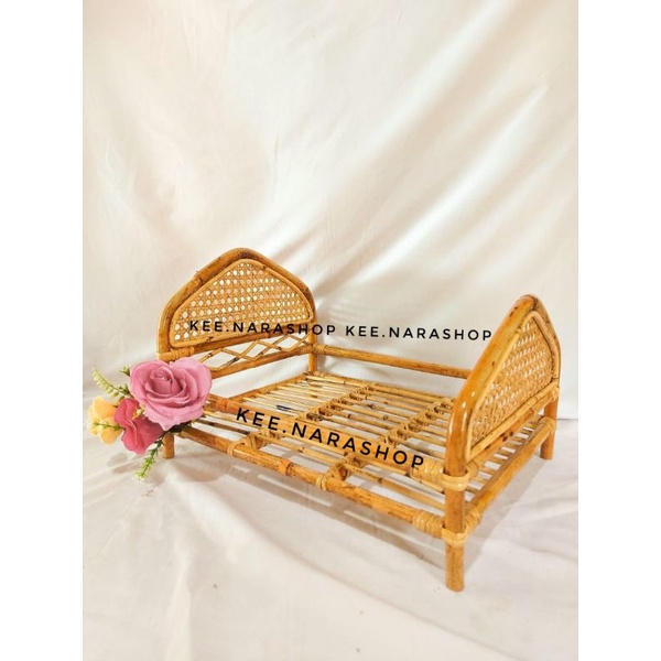 KNR Ranjang rotan/ ranjang properti bayi/ ranjang foto bayi/ ranjang boneka/ ranjang rotan newborn b