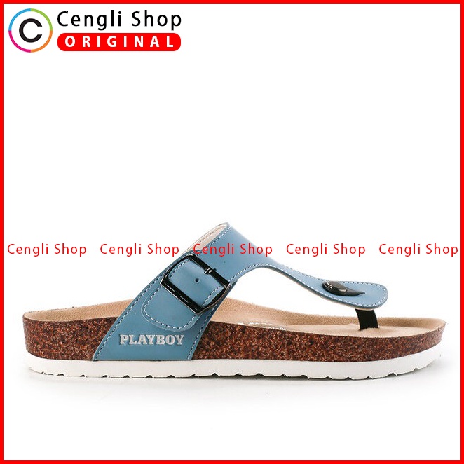 SANDAL JEPIT PLAYBOY WANITA ORIGINAL CASUAL BRANDED ASLI BIRU PLW01