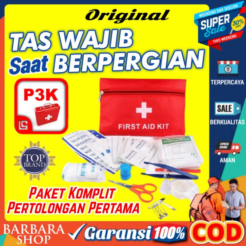 Kotak P3K Lengkap First aid Kit Bag Tas Obat P3K Mobil Tranvel Kotak P3K Portable 13in1