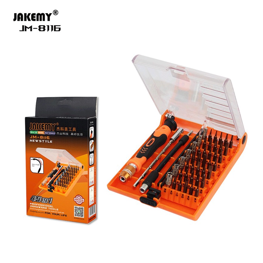 Jakemy JM-8116 Obeng Set 45 in 1 Untuk Service Laptop dan Komputer Original