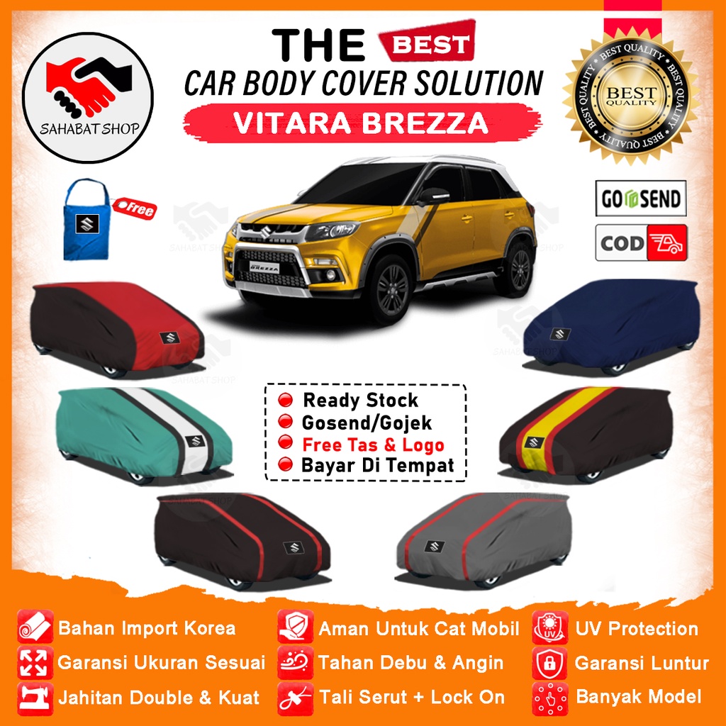 Sahabat Body Cover Mobil Vitara Brezza / Sarung Penutup Suzuki Vitara Brezza Outdoor / Selimut Tutup Mantel Mantol Kerudung Jas Kelambu Kerodong Tutupan Terpal Bungkus Pelindung Pembungkus Mobil Vitara Brezza Waterproof Anti Air Model Orange