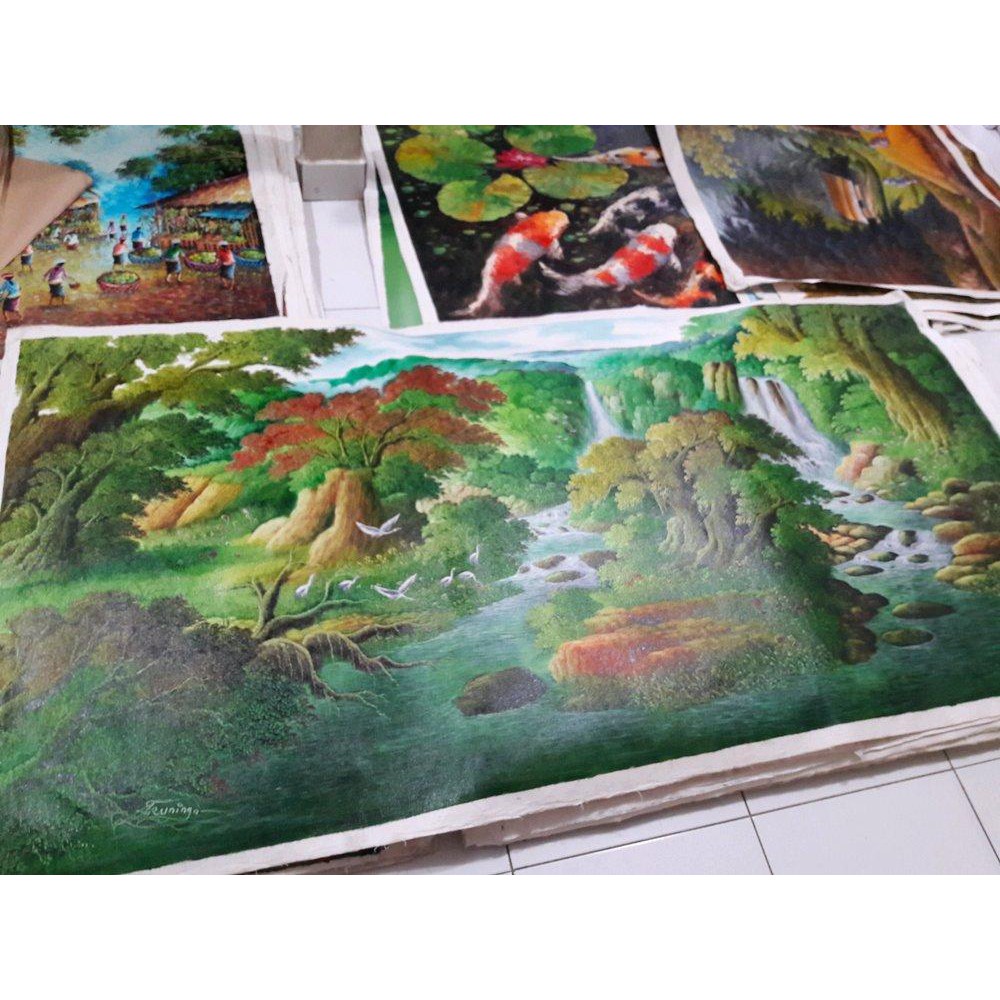 Lukisan Pemandangan Air Terjun Bagus Limited Stock Shopee Indonesia