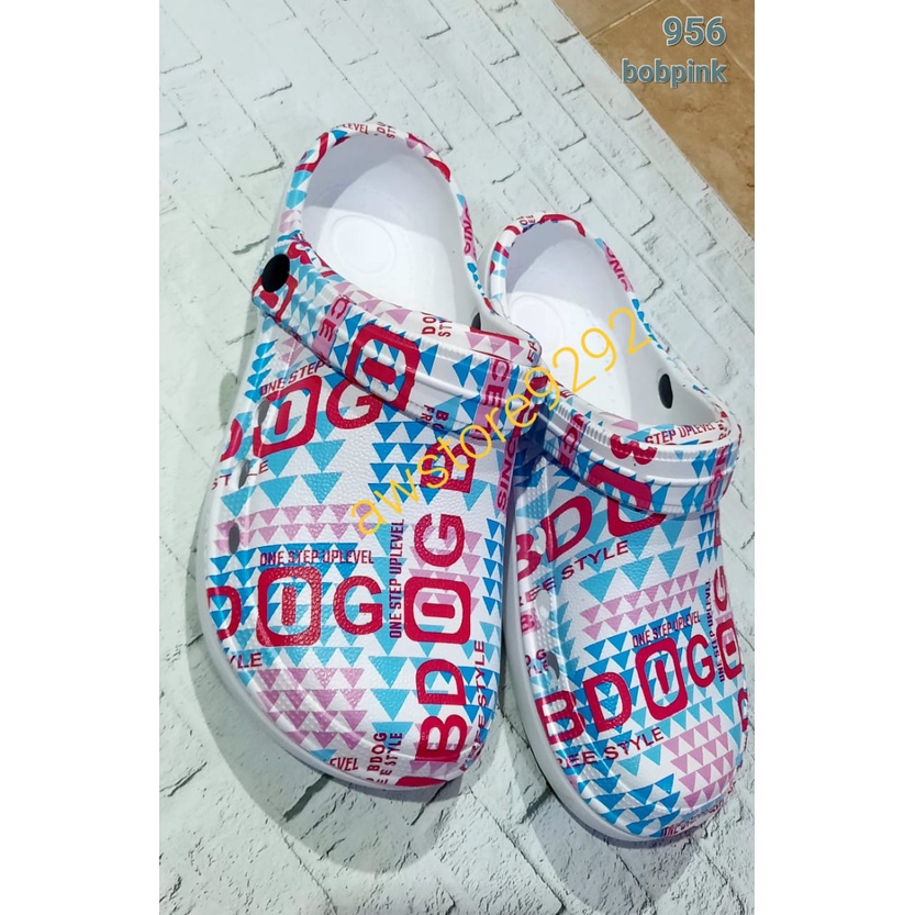 Motif Bob Dog Pink 956 HEMA Sandal Kodok Karet Anti Slip Empuk Model Printing Kartun Lucu PRIA WANITA ANAK