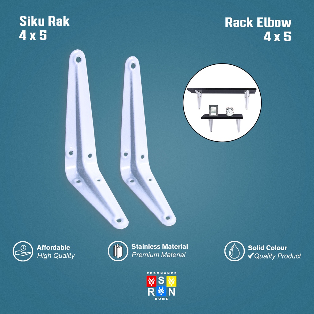 Siku Rak Besi L Putih Uk. 4x5 Inch l Shelf Bracket l Penyangga Ambalan Resonance Home