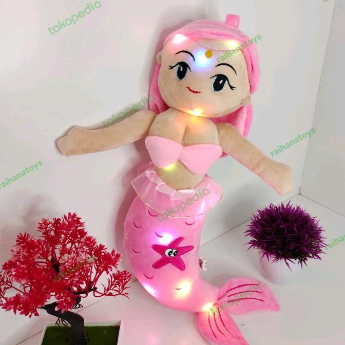 Mainan anak perempuan Boneka Putri Duyung lengkap dengan lampu LED dapat Menyala Lucu dan Imut
