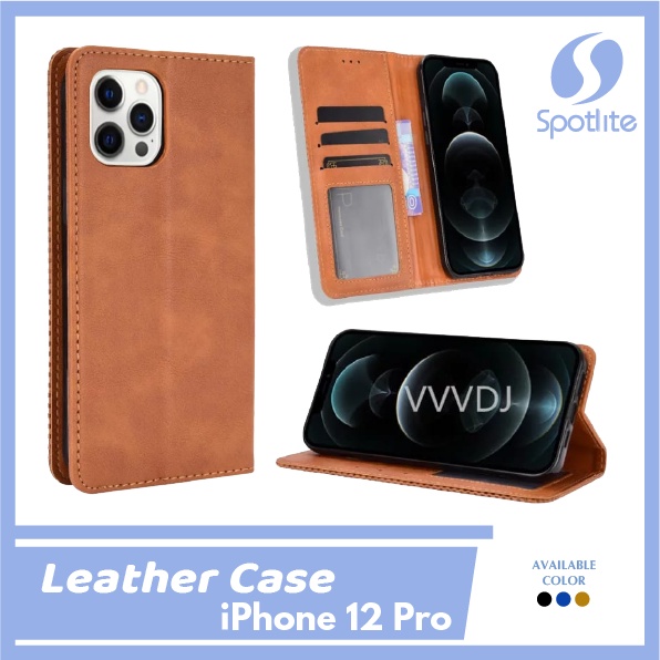 FLIP COVER IPHONE 12 / 12 PRO 12PRO LEATHER CASE DOMPET HP KULIT SPOTLITE