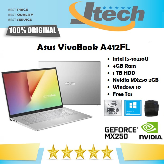 Asus Vivobook A412FL - I5-10210U - 4GB - 1TB - Nvidia