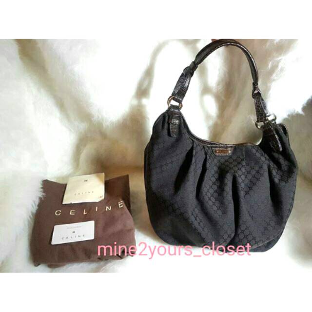 Preloved Celine hobo bag (dark brown) authentic original tote bag like new