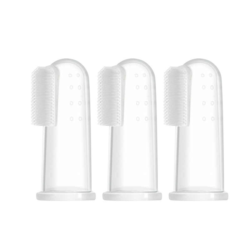 2 PCS SIKAT GIGI BAYI FINGER TOOTHBRUSH SIKAT MULUT LIDAH BAYI SILIKON WARNA PUTIH DAN BIRU