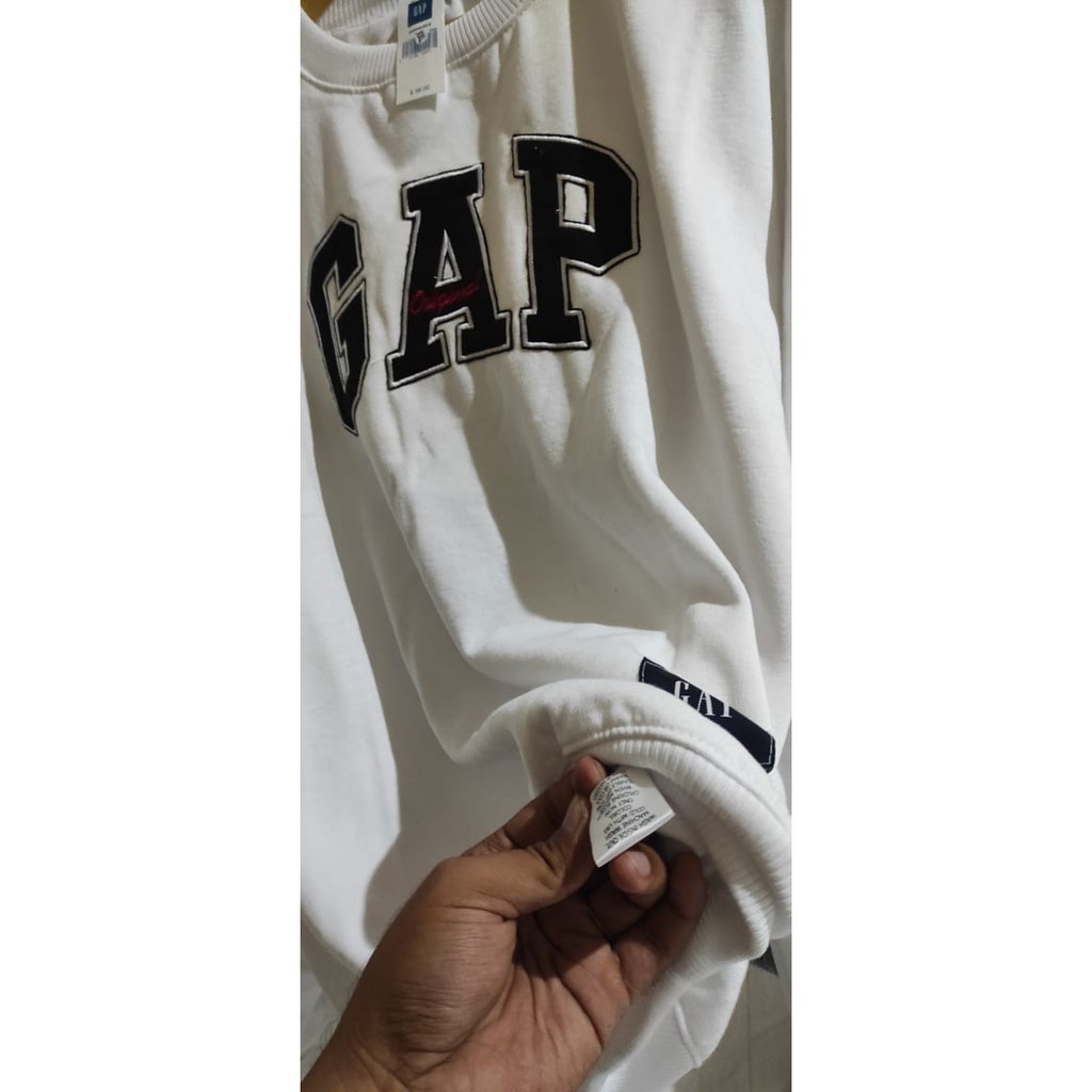 Sweatshirt GAP Model Crewneck Teks Bordir Premum Quality Full Tag Label untuk Pria dan Wanita