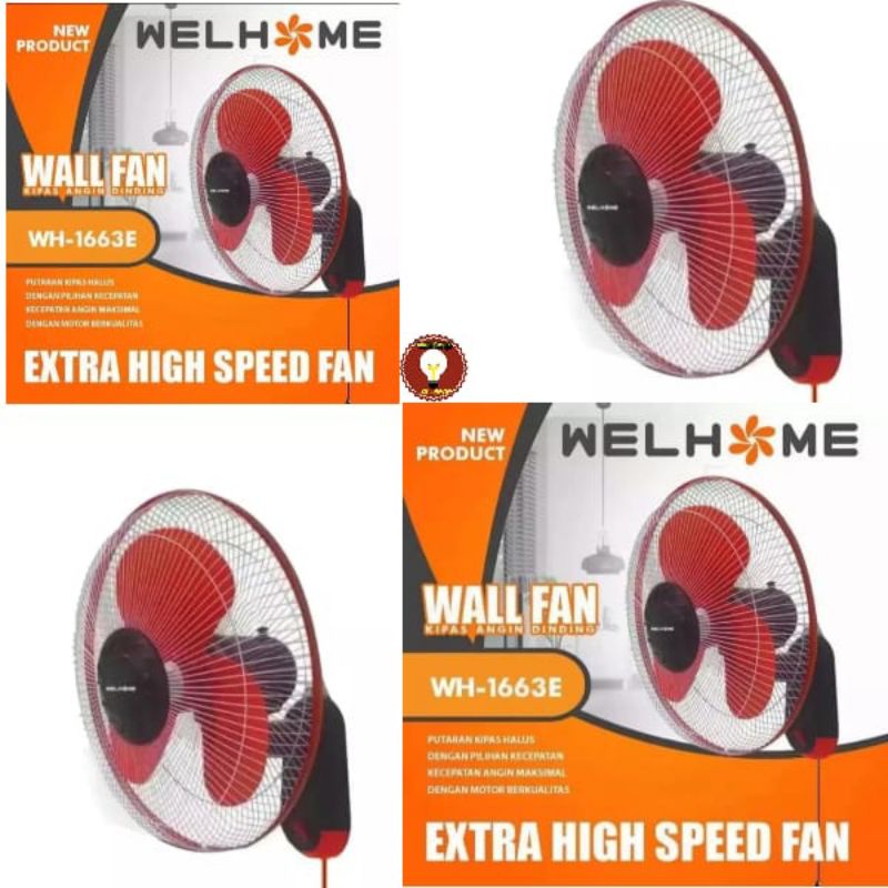 Wall Fan 1663E Kipas Angin Dinding Welhome 16 Inchi PROMO