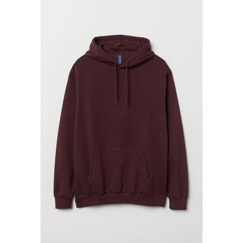 HOODIE H&M / SWEATER HOODIE BASIC HNM / SWEATER HOODIE H&M POLOS PRIA WANITA UNISEX / JAKET H&M-Burgundy