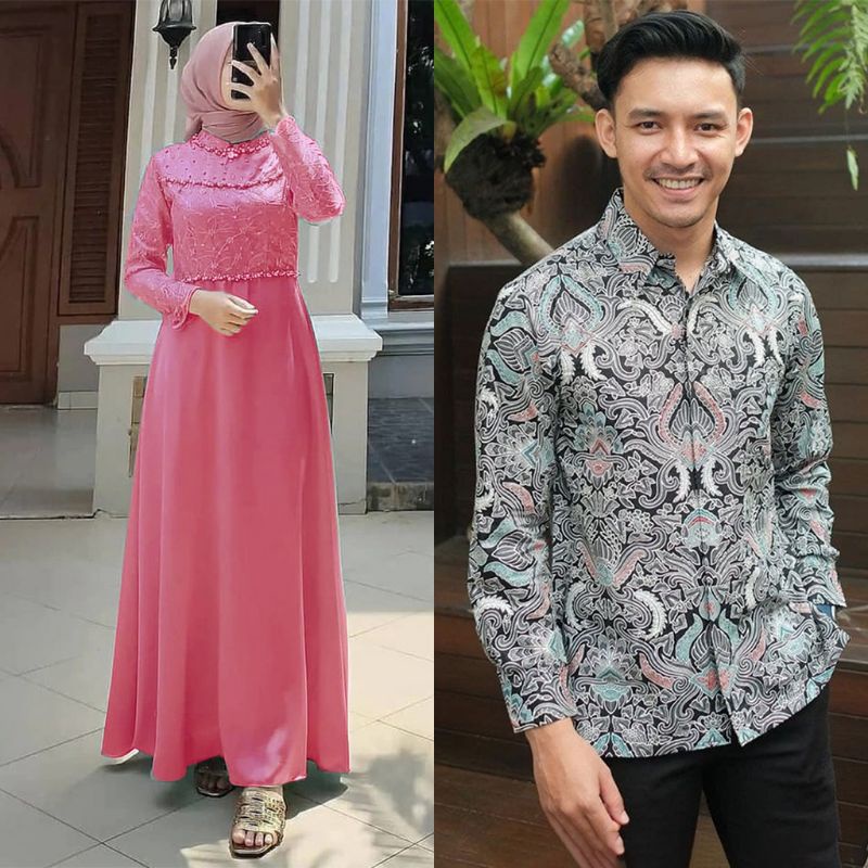 TERBARU - BAJU SERAGAM BATIK COUPLE PASANGAN KELUARGA CUSTOM AYAH IBU ANAK / KEMEJA PRIA / BUSANA WANITA BROKAT TILE MAXMARA COUPLE ALESHA