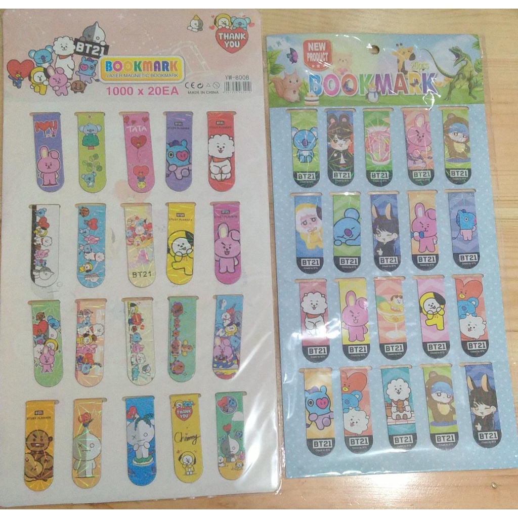 Pembatas Buku Magnet BT21 Pembatas Buku Lucu Bookmark Karakter