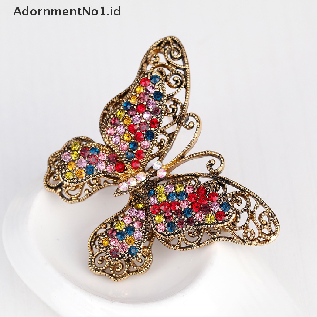 (AdornmentNo1) Bros / Pin Butterfly Kristal Mewah Untuk Aksesoris Pakaian (ID)