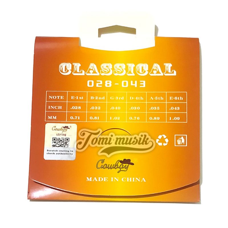 senar gitar nylon classic cowboy clear original normal tension