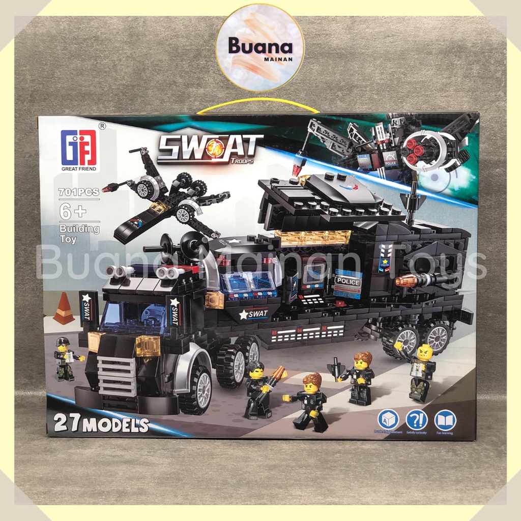 BRICKS GREAT FRIEND SWAT TEAM TRUCK POLICE MAINAN EDUKASI ANAK COWO CEWE BRICK BLOCK 166