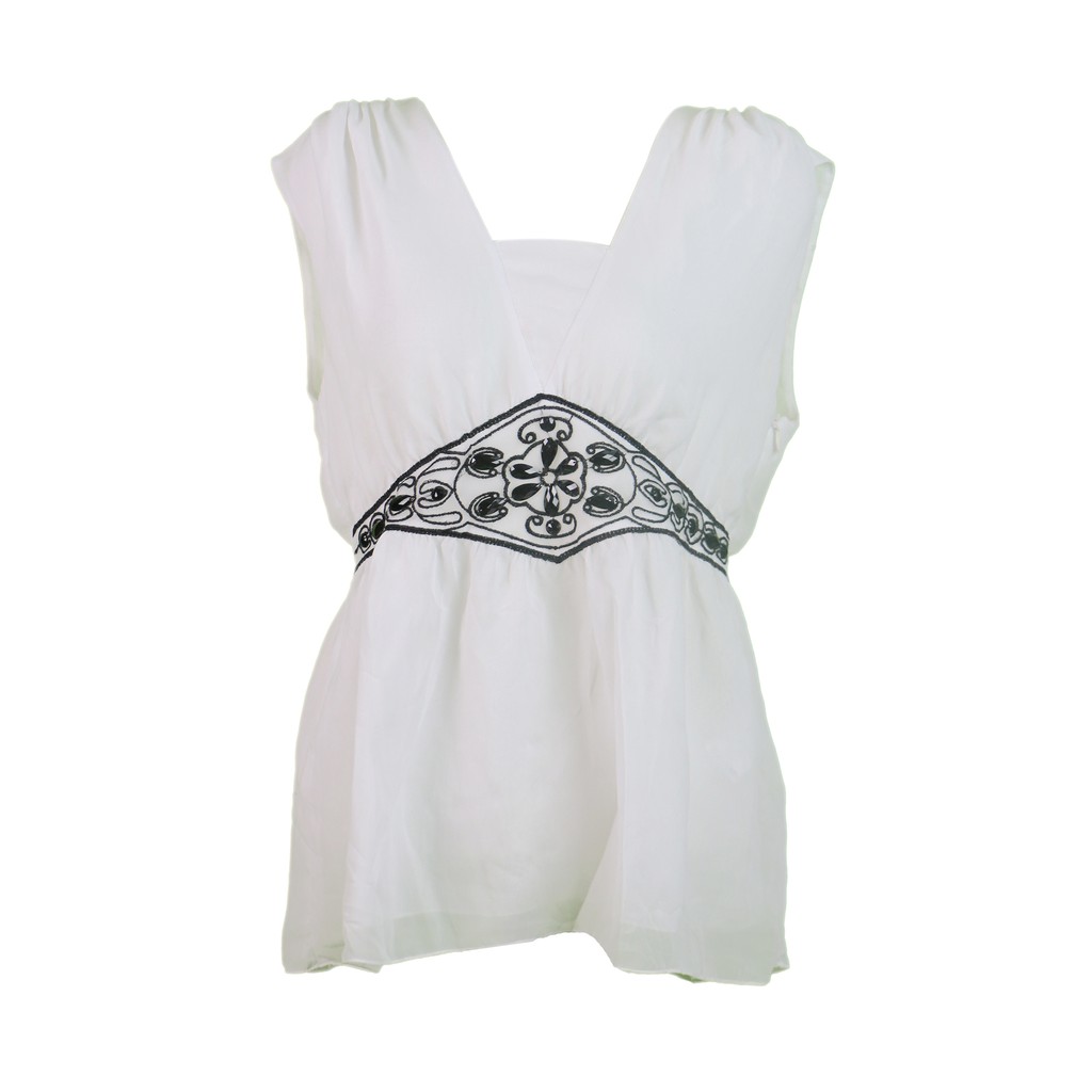 BS-42 (L) atasan blouse / blus import daily white vintage tanktop