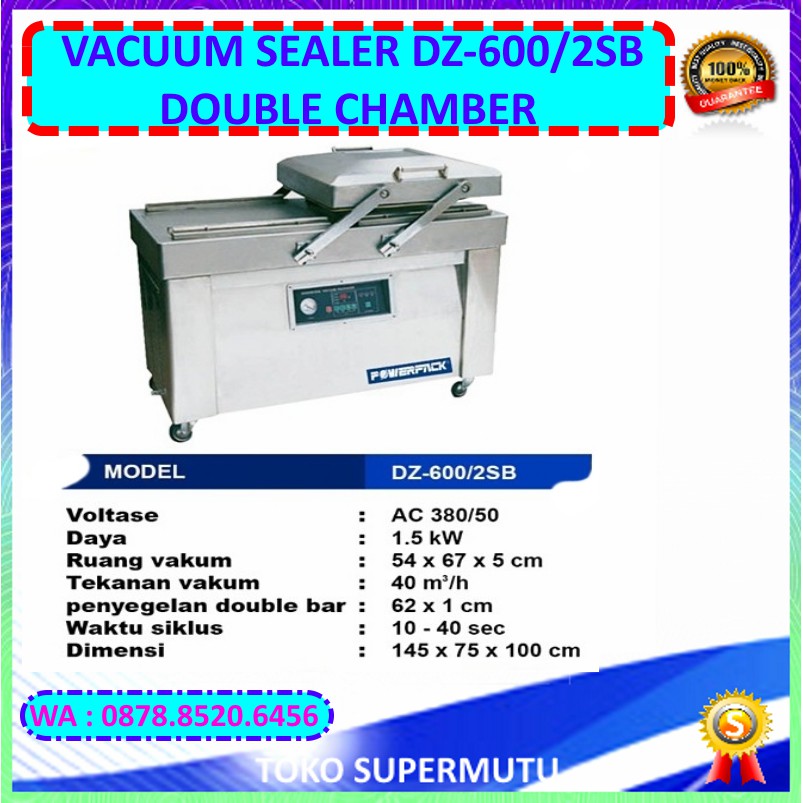 Mesin Vacuum Sealer Powerpack DZ-600|2SB Double Chamber