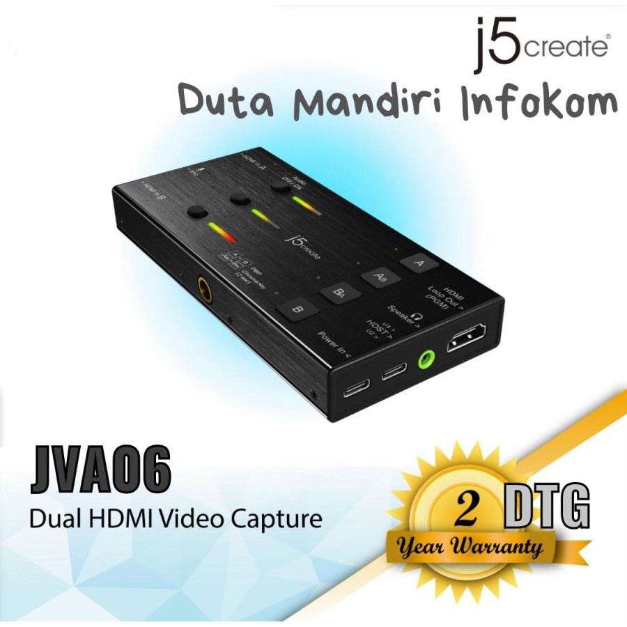 J5Create JVA06 - Dual HDMI Video Game Capture Adapter HDMI to USB-C
