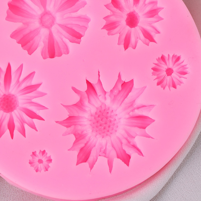 {LUCKID}3D Sunflower Flower Petals Embossed Silicone Mold Relief Fondant Cake Decor Tool