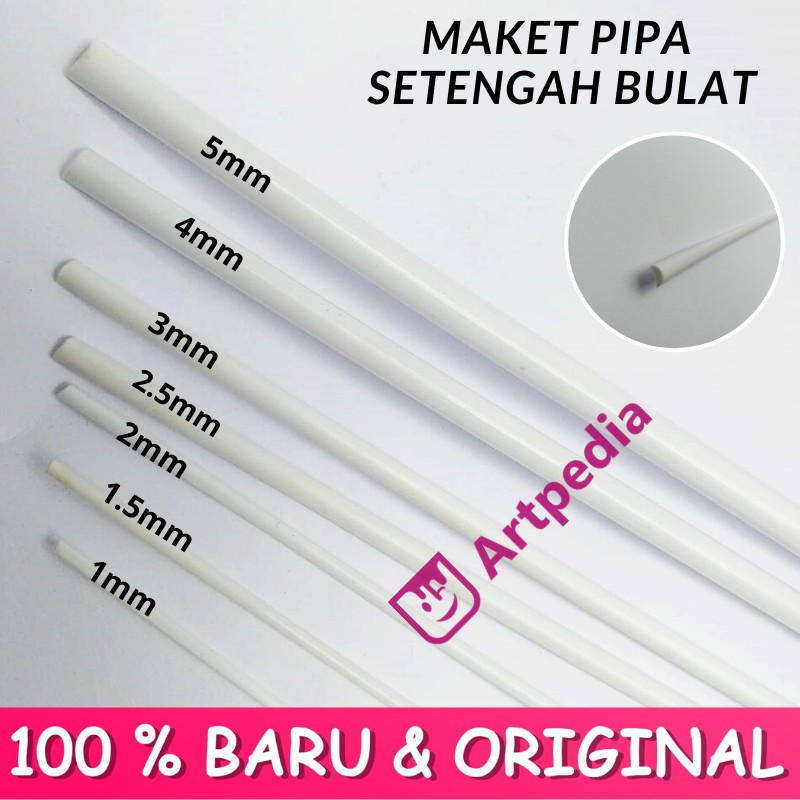 MAKET Pipa Setengah Bulat PVC/Diorama ABS Half Stick-Batang 4mm