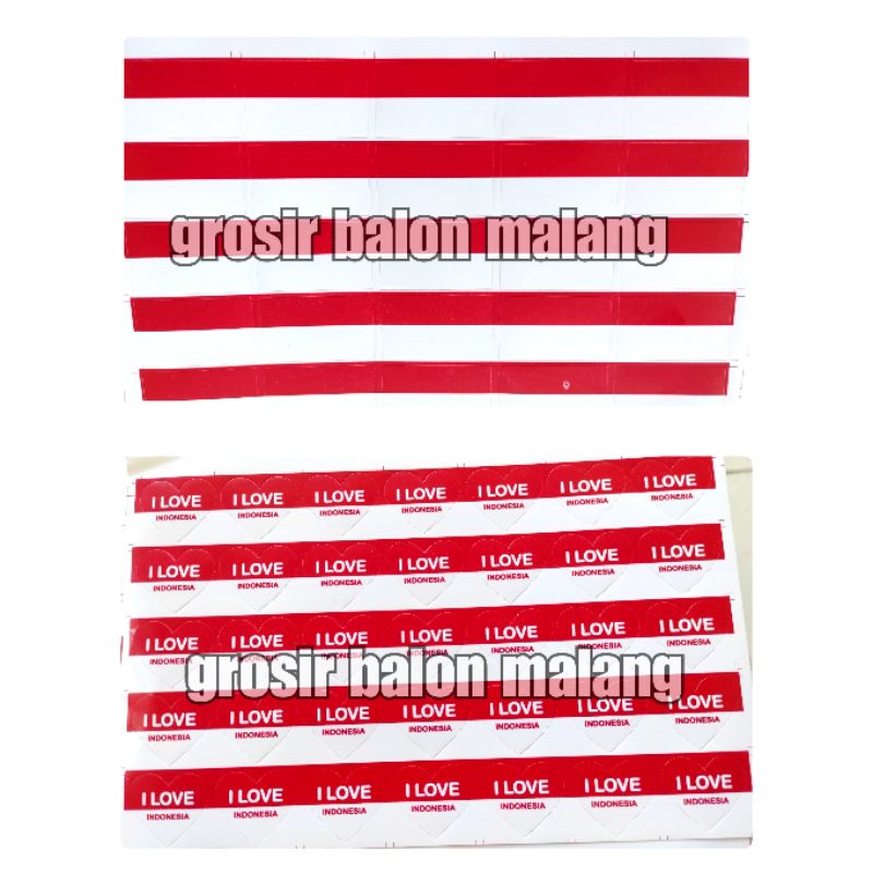 stiker sticker pipi merah putih dirgahayu RI kemerdekaan agustusan i love indonesia per lembar