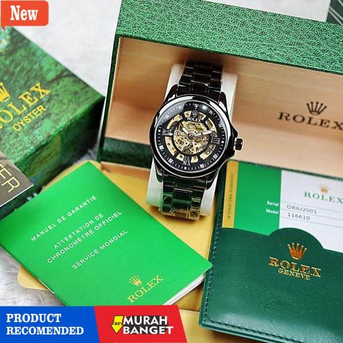 Jam analog pria terbaik- Jam rolex pria automatic Full set Box Rolex Original + Paper Bag/Tas