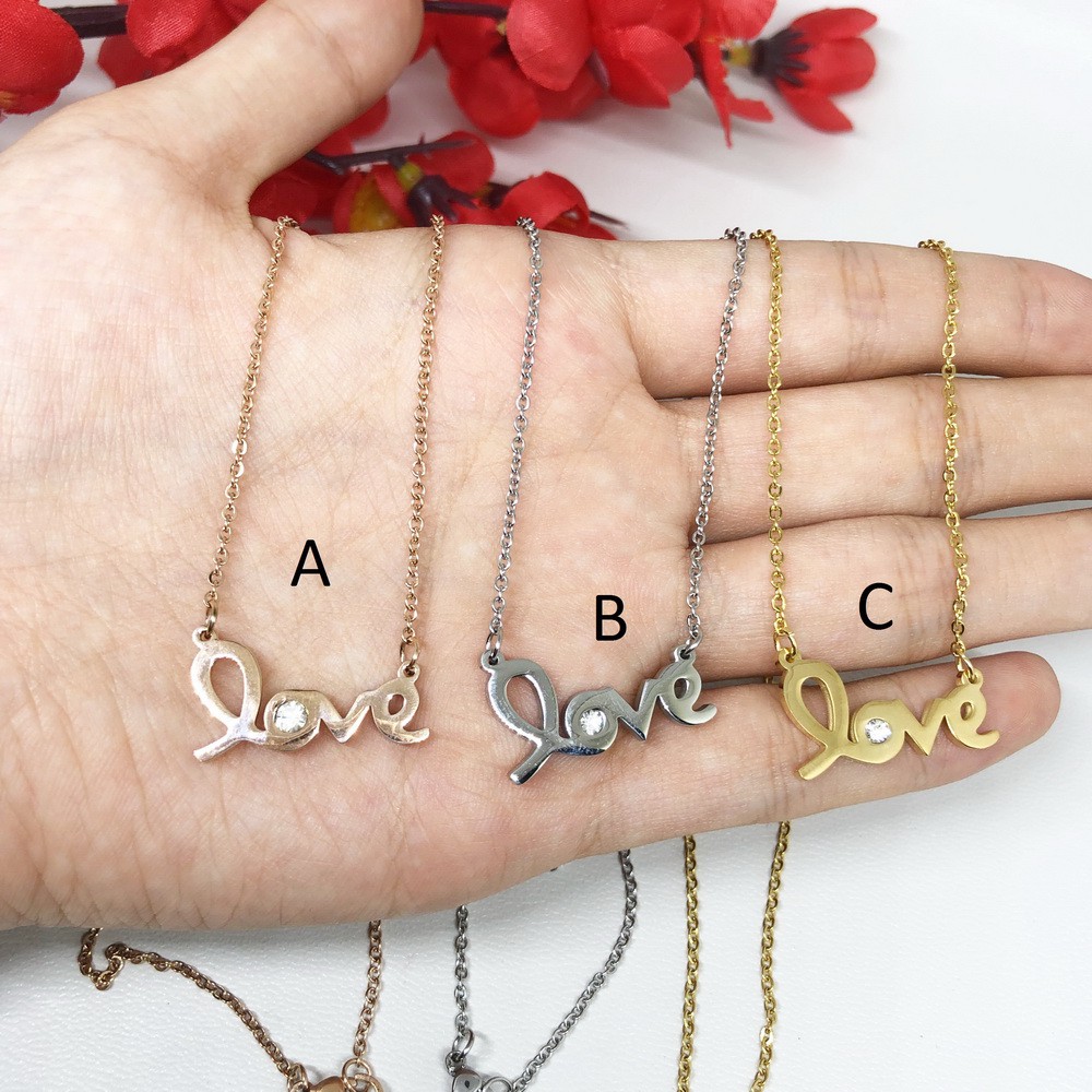 Kalung Ikatan Cinta Andin Titanium Premium IC Love Rose Gold Silver- BN234