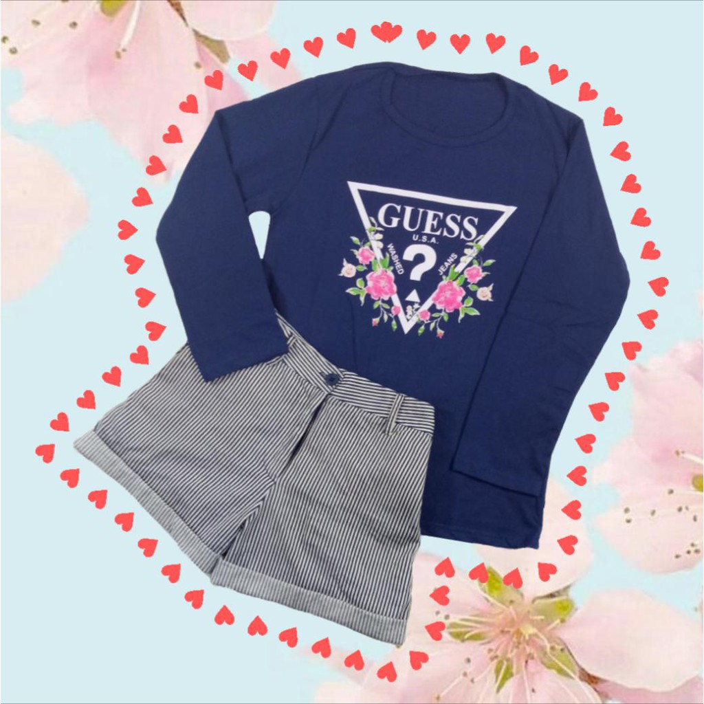 sale MIKAOS KAOS GUESS BUNGA PENDEK/ GUESS BUNGA PANJANG ALL SIZE FIT TO L