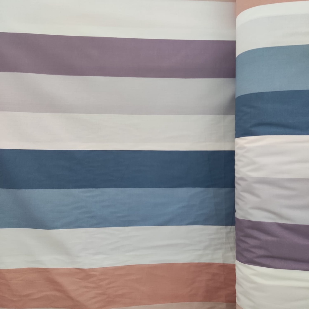 KAINKU - Kain Meteran Katun Lokal CVC motif garis rainbow (harga 1 meter)