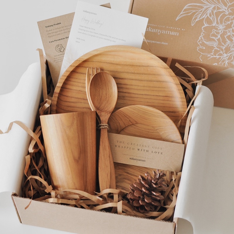 Wedding Gift Set | Hadiah Pernikahan | Hampers Peralatan Makan Kayu Jati | Birthday gift set | Wedding Hampers | Kado pernikahan