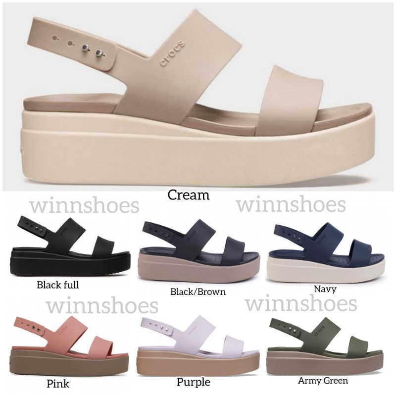 Sandal Crocs Brooklyn Low Wedge | Crocs Brooklyn Tali | Sandal Crocs Wedges Wanita