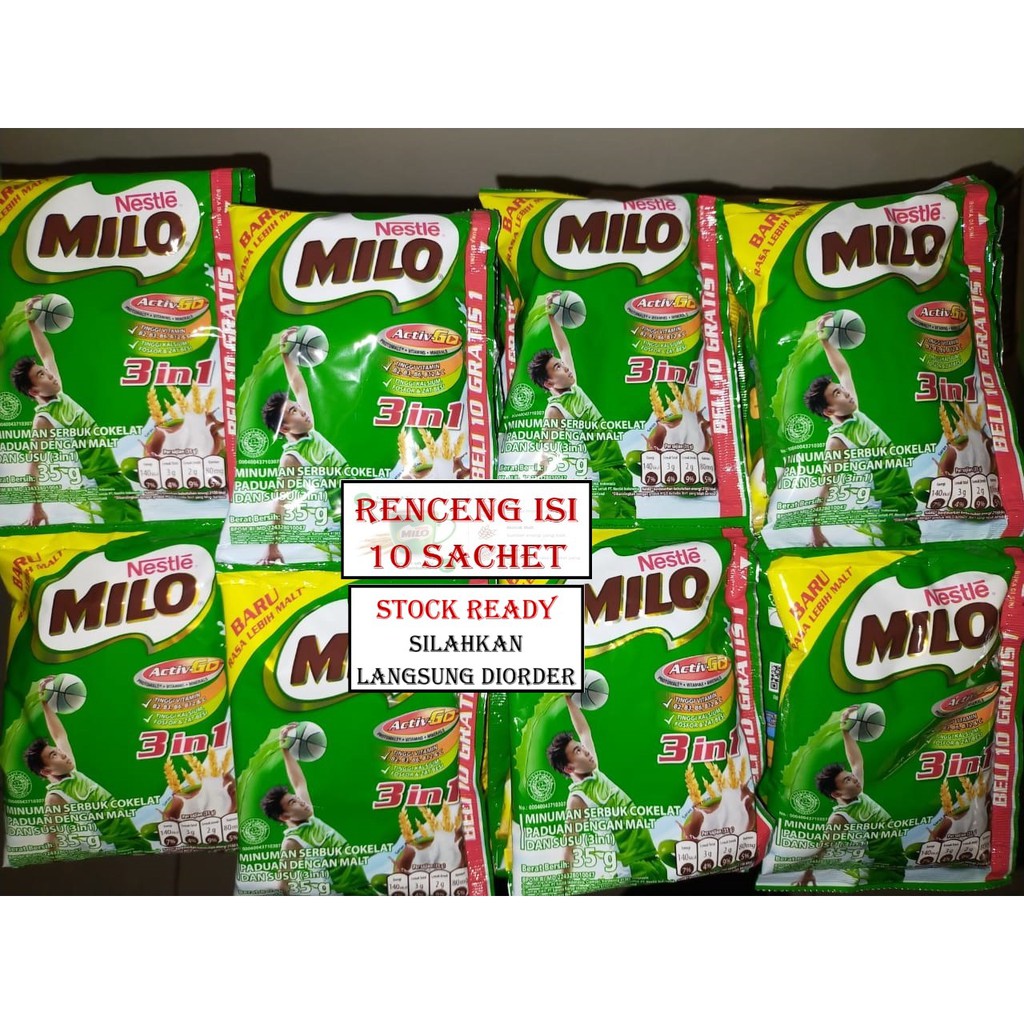 

PROMO Milo Sachet 3in1 1 Renceng Isi 10 Sachet 10x35g 3 in 1 Coklat